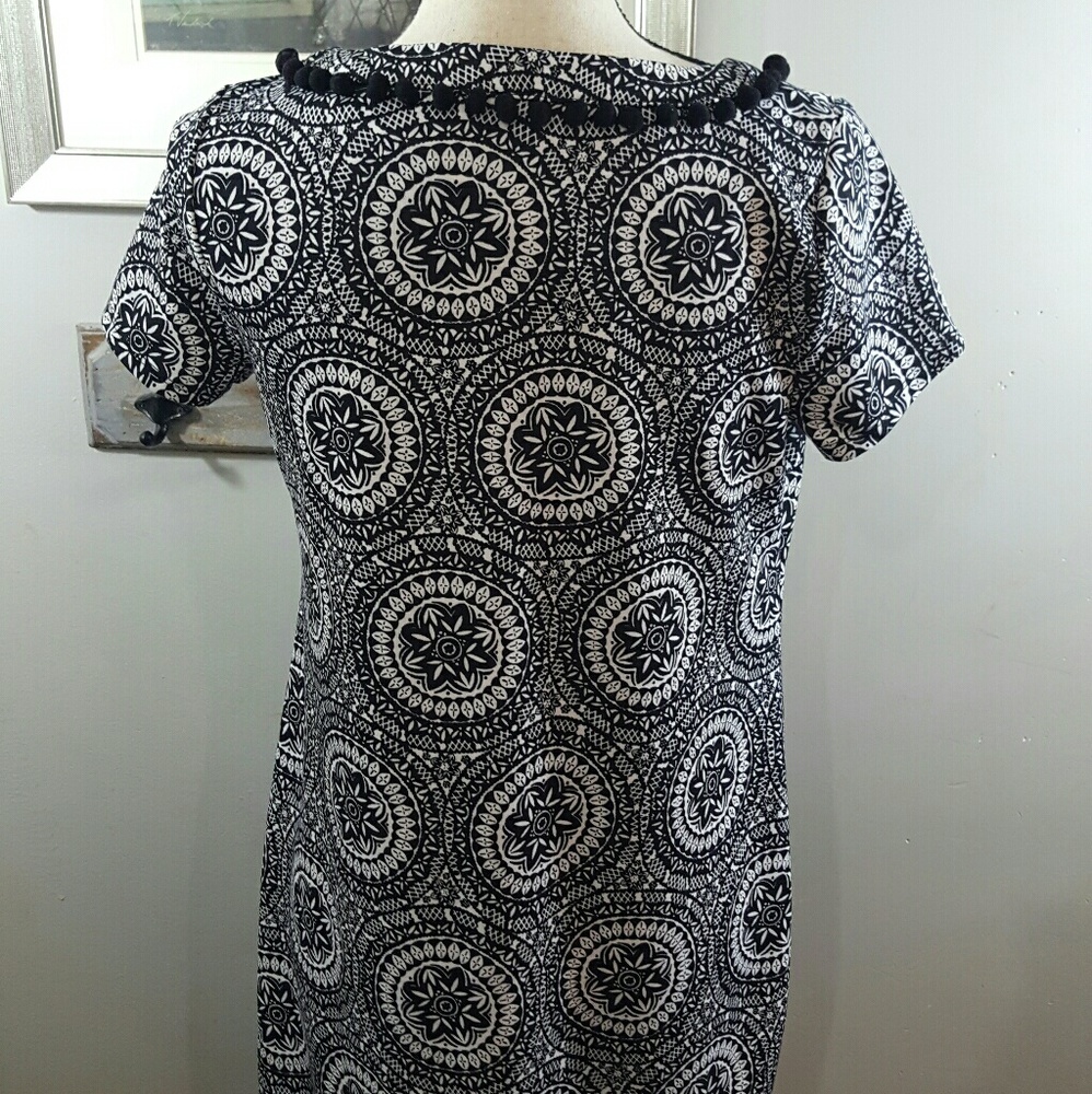🎉 Talbots black white medallion pom-pom dress PS - Picture 5 of 8